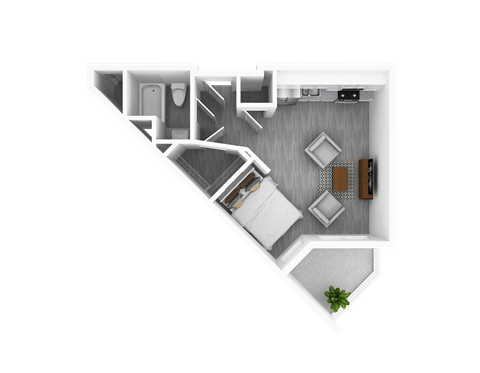 Studio, 504 sq ft, Sassafras Floorplan at The Whit in Indianapolis, IN 46204